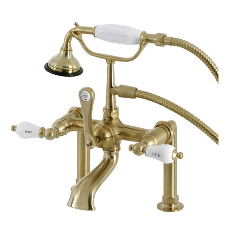 Kingston Brass AE107T7 Deck Mount Clawfoot Tub Faucet, Brushed Brass AE107T7